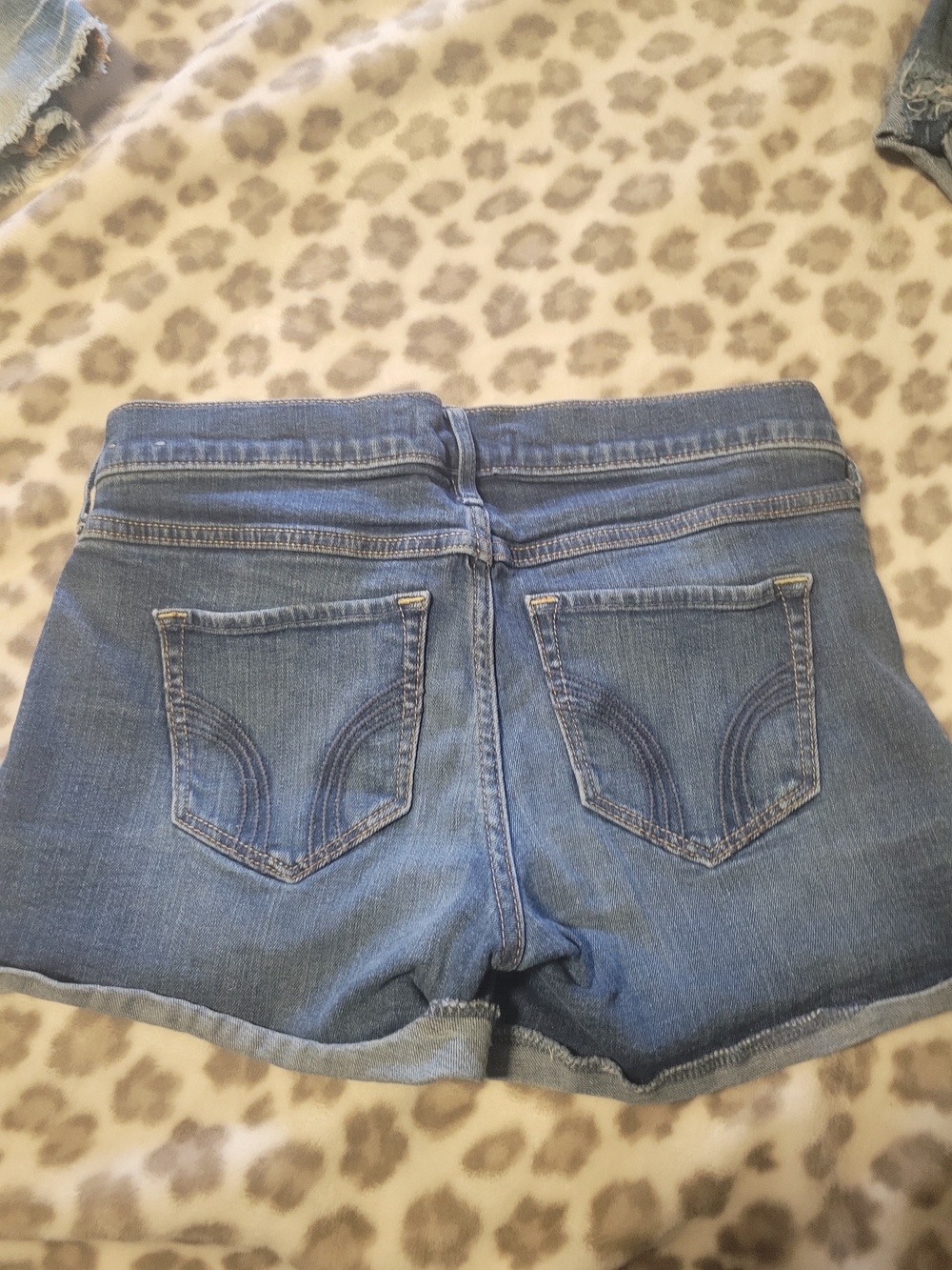 Hollister Light Blue Denim Jean Shorts with Back Pocket Stitching